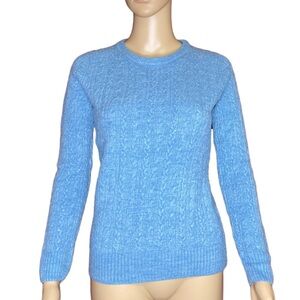 Baby Blue Bass Cable Knit Pullover Sweater Size XS
